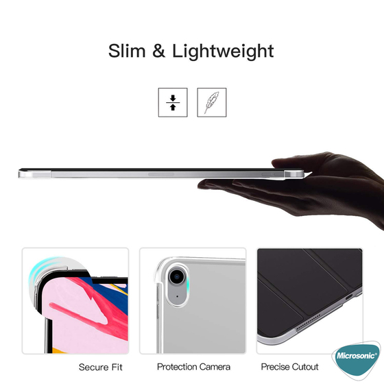 Microsonic Apple iPad Air 11 2024 Kılıf (A2902-A2903) Slim Translucent Back Smart Cover Lacivert