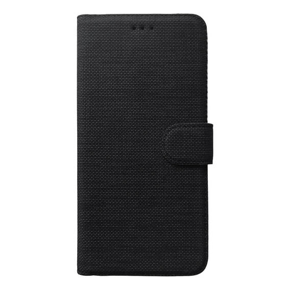 Microsonic Apple iPhone 15 Plus Kılıf Fabric Book Wallet Siyah