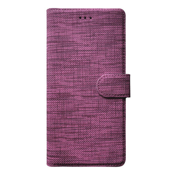 Microsonic Apple iPhone 15 Pro Kılıf Fabric Book Wallet Mor