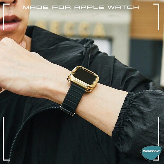 Microsonic Apple Watch 8 45mm Kordon Fullbody Quadra Resist Siyah Gümüş