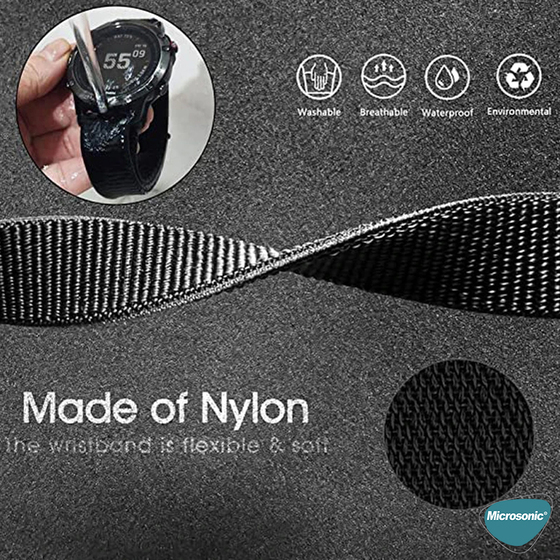 Microsonic Garmin Fenix 5X Plus Titanium Kordon UltraFit Hasırlı Woven Siyah
