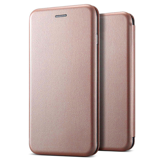 Microsonic Oppo A12 Kılıf Ultra Slim Leather Design Flip Cover Rose Gold