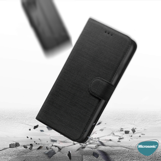 Microsonic Samsung Galaxy A55 Kılıf Fabric Book Wallet Siyah