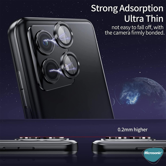 Microsonic Xiaomi Poco M6 Pro 4G Tekli Kamera Lens Koruma Camı Gümüş