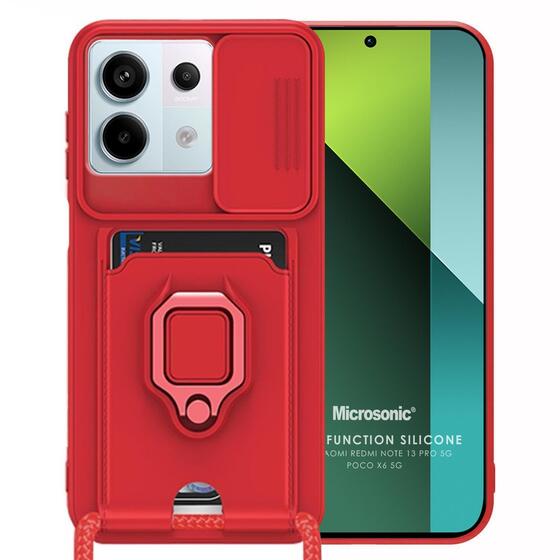 Microsonic Xiaomi Poco X6 5G Kılıf Multifunction Silicone Kırmızı