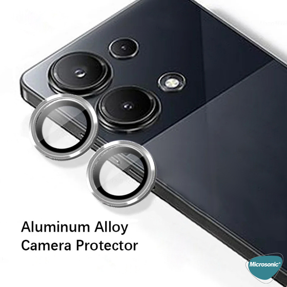 Microsonic Xiaomi Redmi Note 13 Pro 4G Tekli Kamera Lens Koruma Camı Gümüş