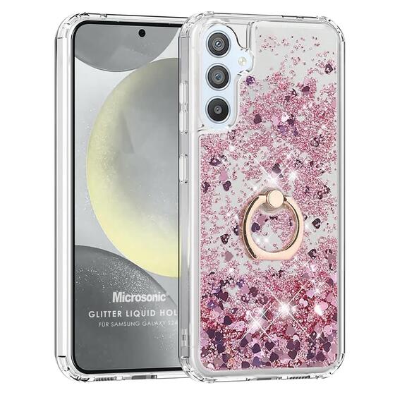 Microsonic Samsung Galaxy S24 Plus Kılıf Glitter Liquid Holder Pembe
