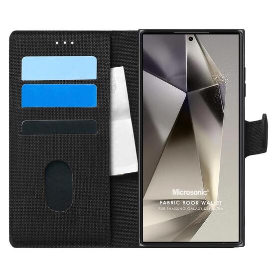 Microsonic Samsung Galaxy S24 Ultra Kılıf Fabric Book Wallet Siyah