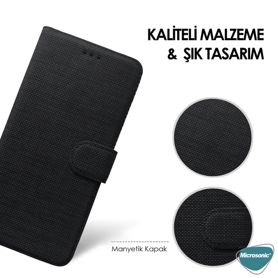 Microsonic Apple iPhone 15 Plus Kılıf Fabric Book Wallet Mor