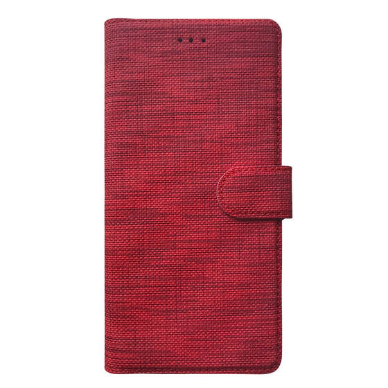 Microsonic Apple iPhone 14 Pro Max Kılıf Fabric Book Wallet Kırmızı