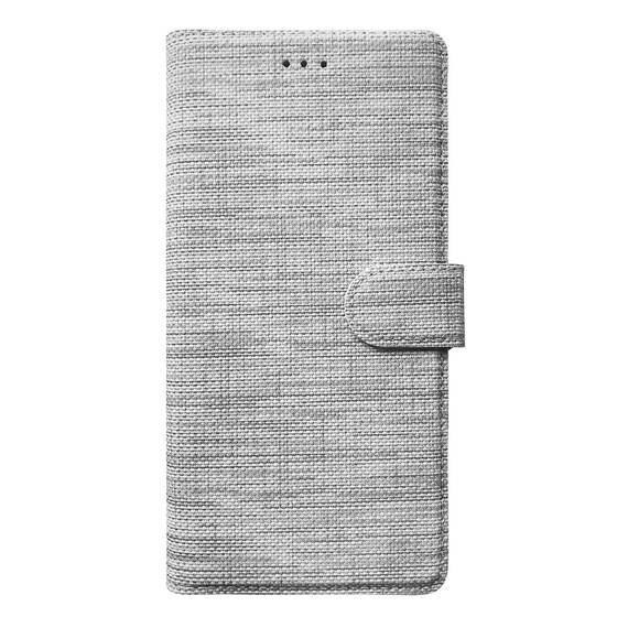 Microsonic Apple iPhone 14 Kılıf Fabric Book Wallet Gri