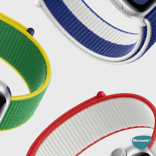 Microsonic Apple Watch Series 5 44mm Hasırlı Kordon Woven Fransa International Collection Spor Loop