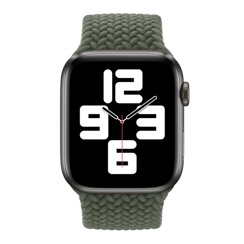 Microsonic Apple Watch Series 8 45mm Kordon, (Medium Size, 147mm) Braided Solo Loop Band Koyu Yeşil