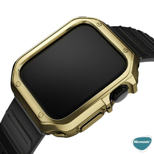 Microsonic Apple Watch Ultra Kordon Fullbody Quadra Resist Siyah Gold