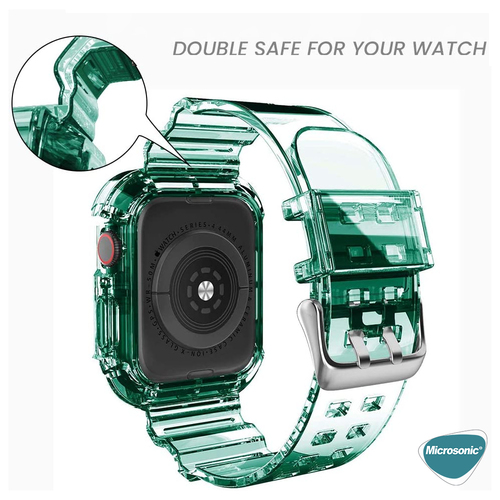 Microsonic Apple Watch Ultra Kordon Transparent Clear Band Yeşil