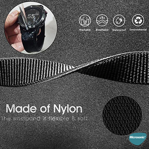 Microsonic Garmin Fenix 6 Pro Solar Titanium Kordon UltraFit Hasırlı Woven Gri