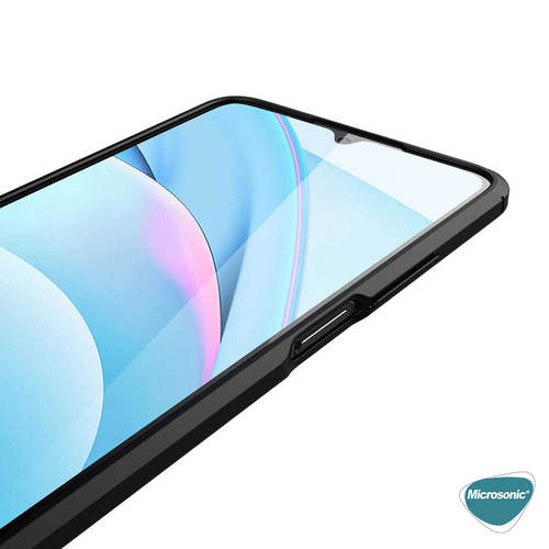 Microsonic Xiaomi Redmi 9T Kılıf Deri Dokulu Silikon Siyah