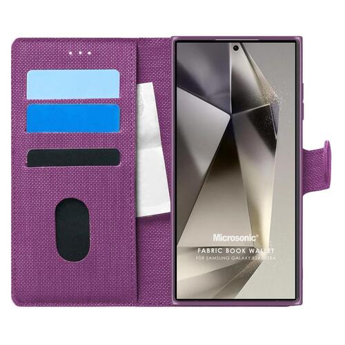 Microsonic Samsung Galaxy S24 Ultra Kılıf Fabric Book Wallet Mor