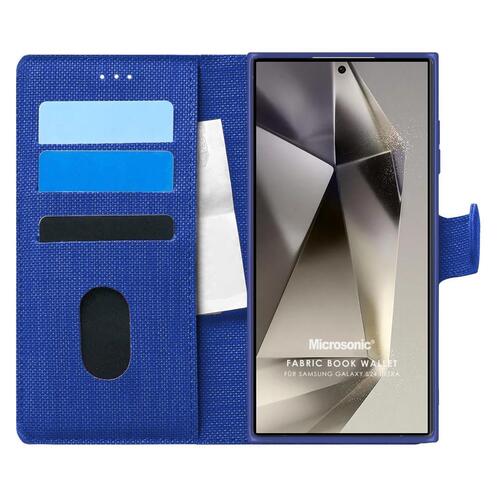 Microsonic Samsung Galaxy S24 Ultra Kılıf Fabric Book Wallet Lacivert