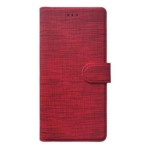 Microsonic Apple iPhone 14 Plus Kılıf Fabric Book Wallet Kırmızı